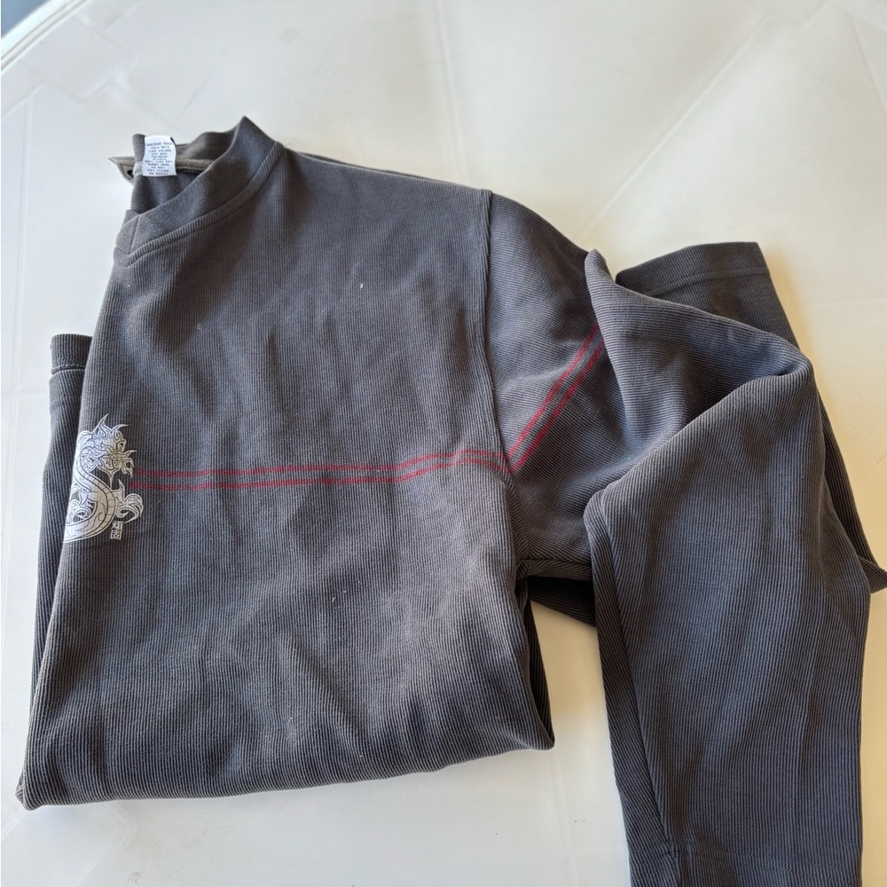COS Charcoal Ribbed Long Sleeve Top